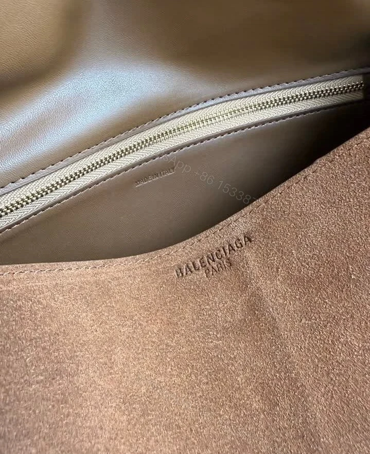 View 9 of Replica Balenciaga Clicca Medium Muscade Suede Shoulder Bag
