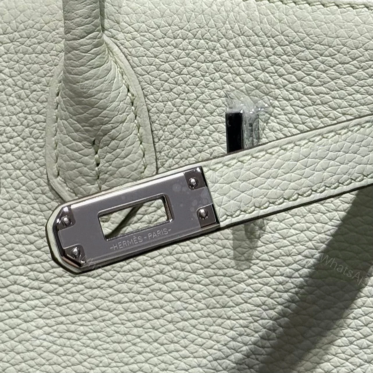 View 5 of HERMES BIRKIN 25 IN LIGHT MINT GREEN SILVER HARDWARE