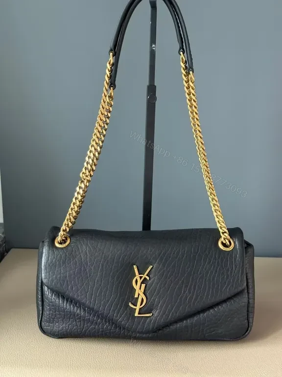 View 2 of Chic Textured Leather Envelope Bag with Gold Chainâ€”Evening Style