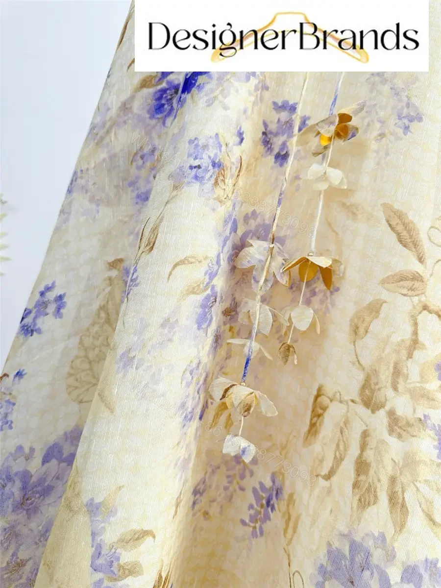 View 4 of Zimmermann Picnic Floral Linen-Silk Blend Slip Dress