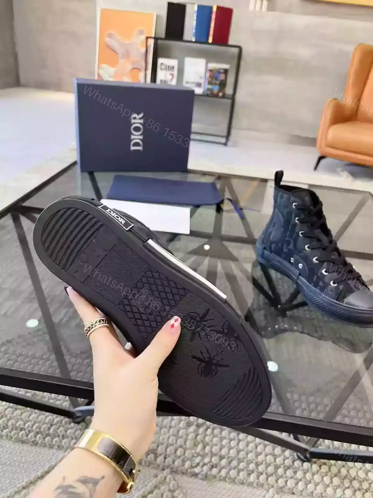 View 9 of B23 HIGH-TOP SNEAKER BLACK MAXI DIOR OBLIQUE JACQUARD – CD118