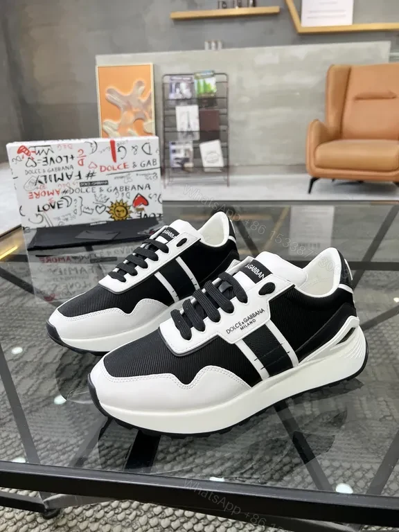 View 3 of Chic Black & White Mesh Leather Sneakers â€” All-Day Comfort