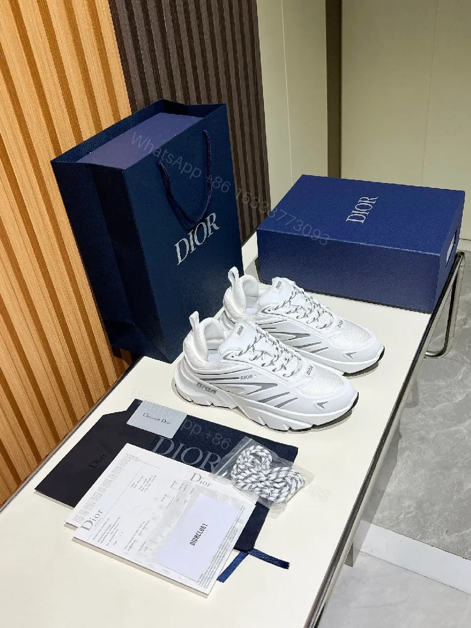 View 4 of White Chunky-Sole Sneakers with Graphical Straps, Premium Craft, High-Top Style