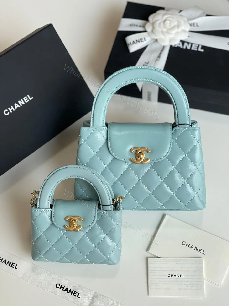 View 4 of Chanel Shiny Aged Calfskin Quilted Mini Nano Kelly