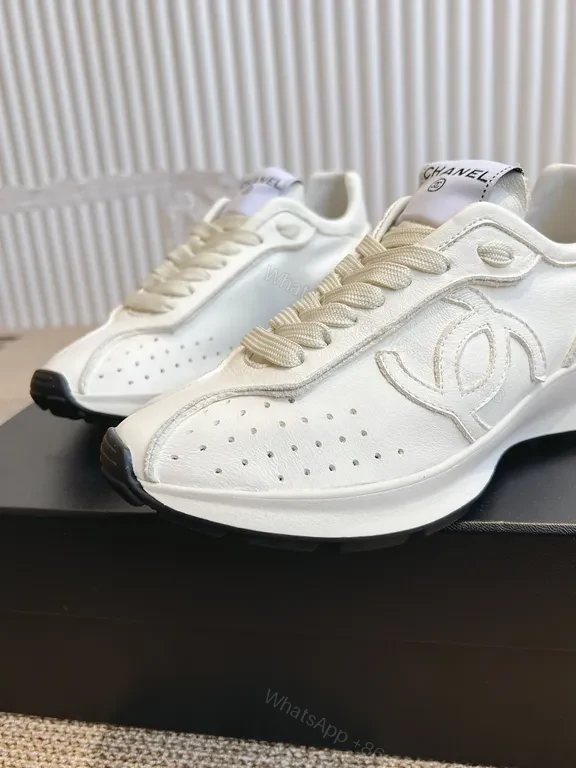 View 8 of Chanel-Inspired White Leather Sneakers with Luxe Comfort