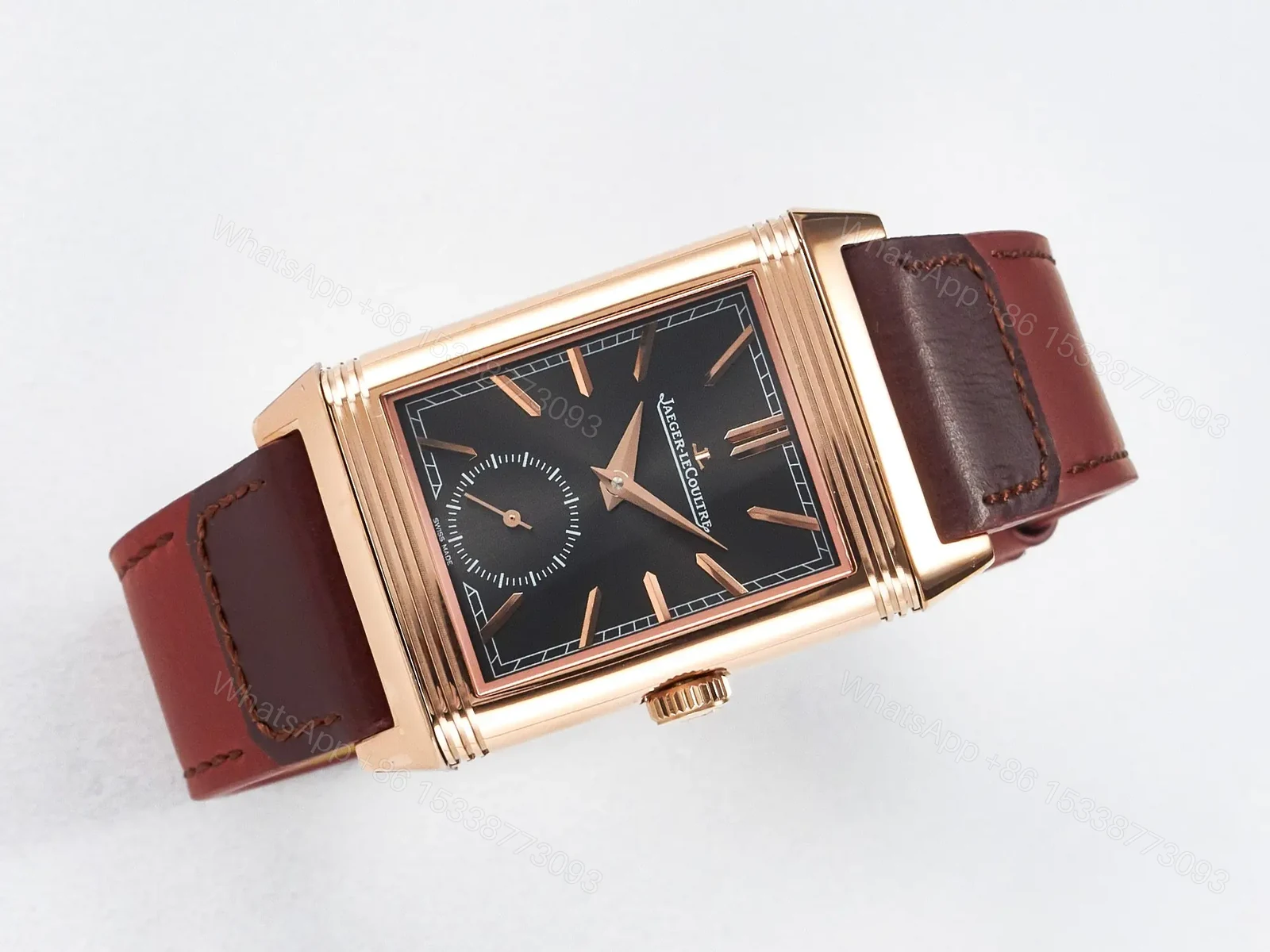 View 4 of Reverso Tribute Duoface Small Seconds RG MGF Best Edition Black Dial on Red Leather Strap A854A
