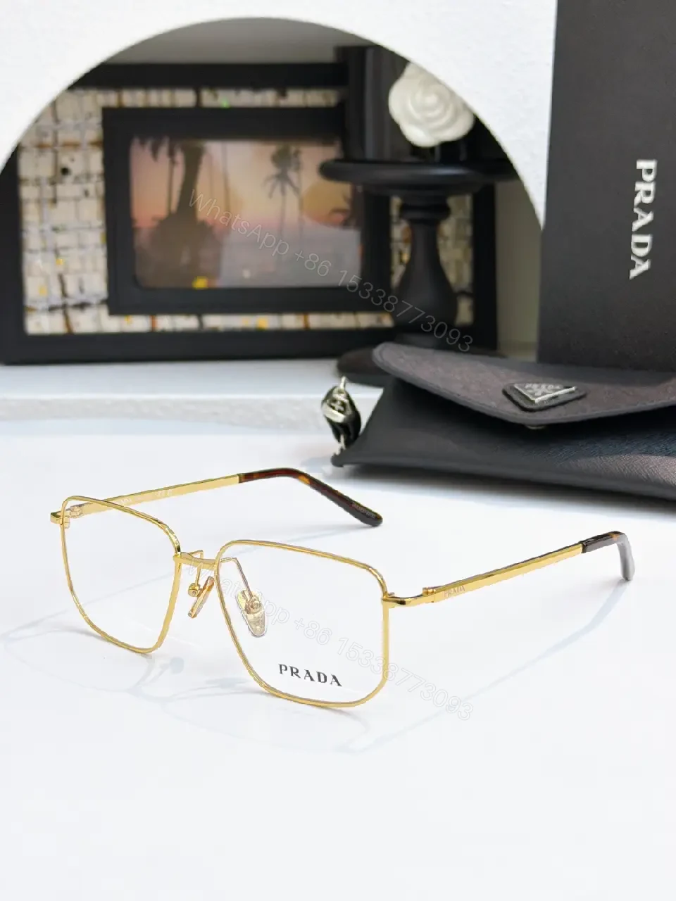 Gold-Tone Rectangular Glasses: Luxury-Feel Precision Eyewear — view 1