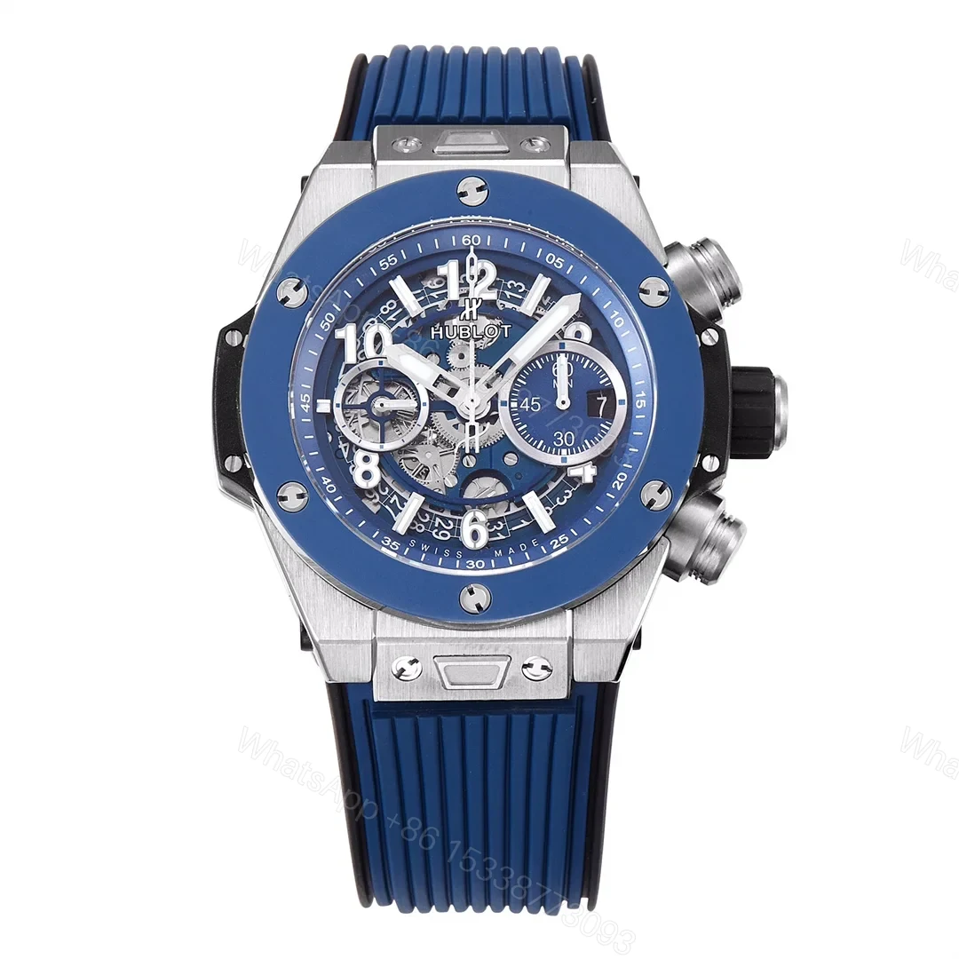 Hublot Big Bang Blue Replica 44MM Premium Titanium Case Blue Rubber Strap Edition RG-HUBLOT-BIGBANG-BLUE-44 — view 1
