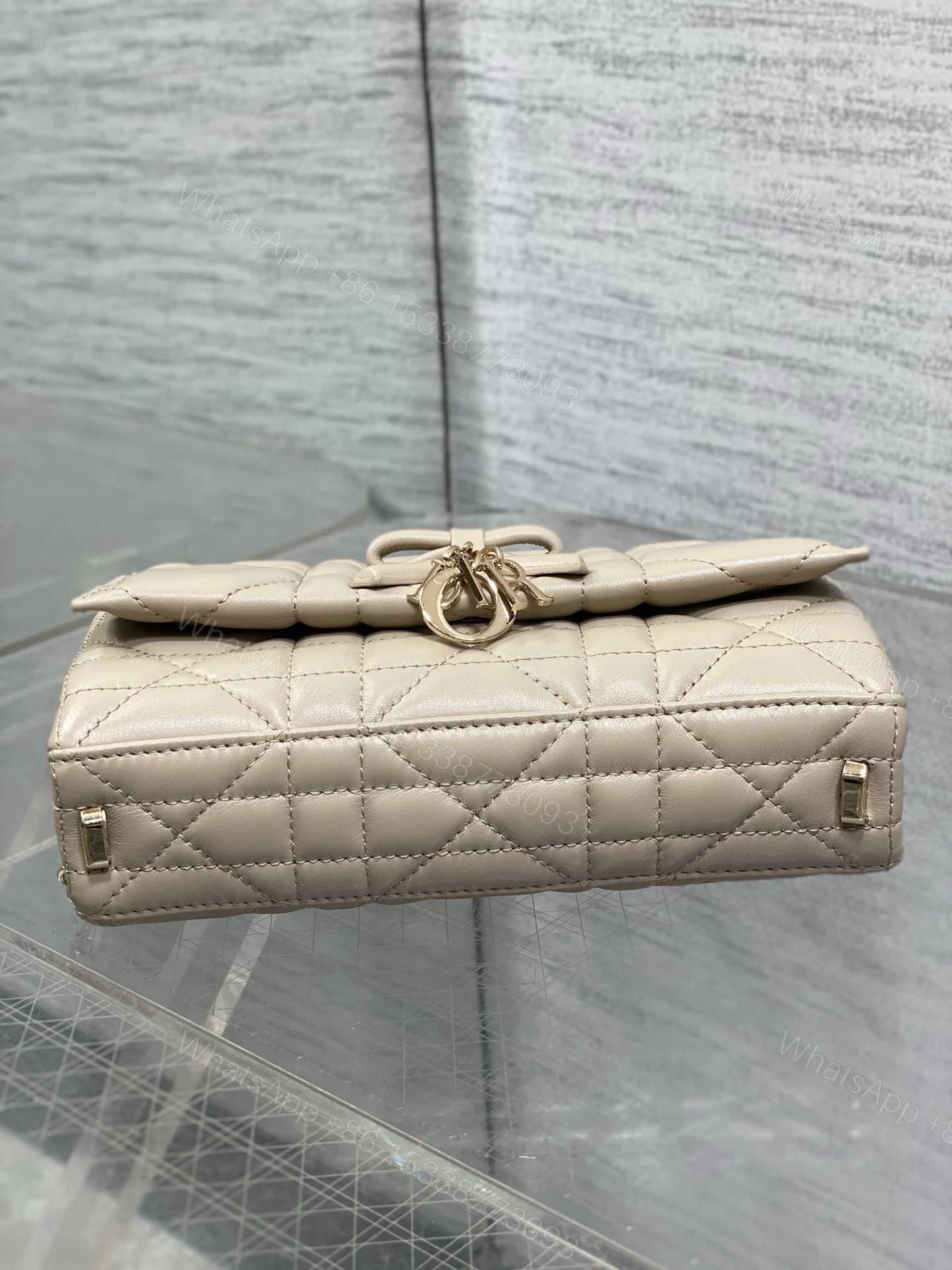 View 4 of Dior My Dior Mini Bag in Beige Cannage Lambskin