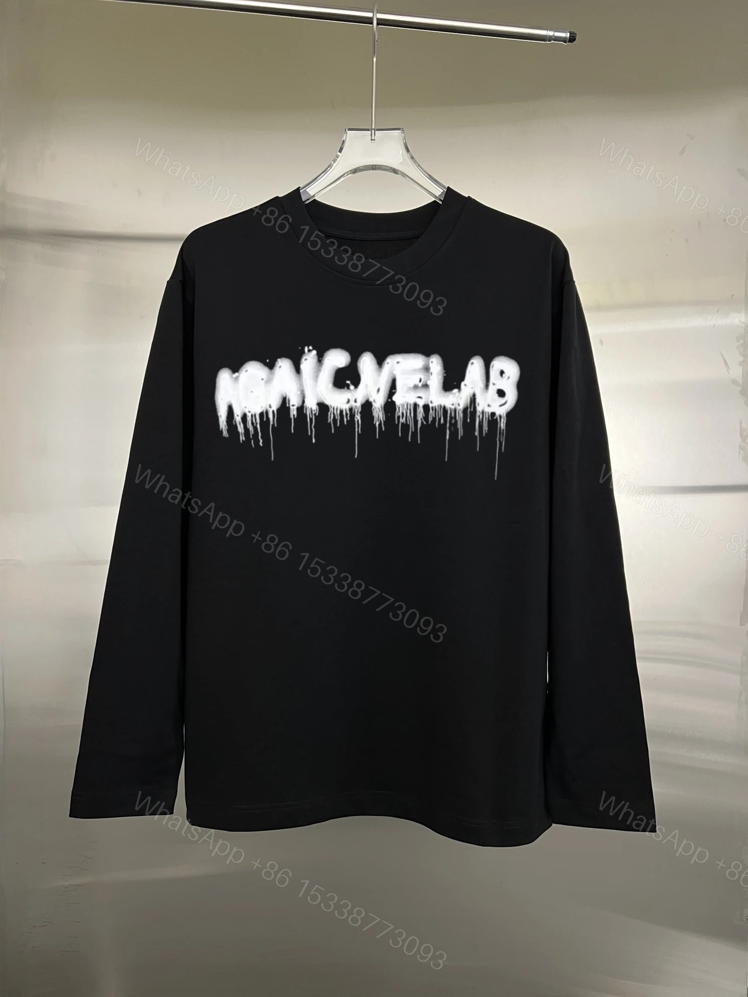 Balenciaga高仿黑色長袖T 男款流漆字體設計 潮流藝術感十足 — view 1
