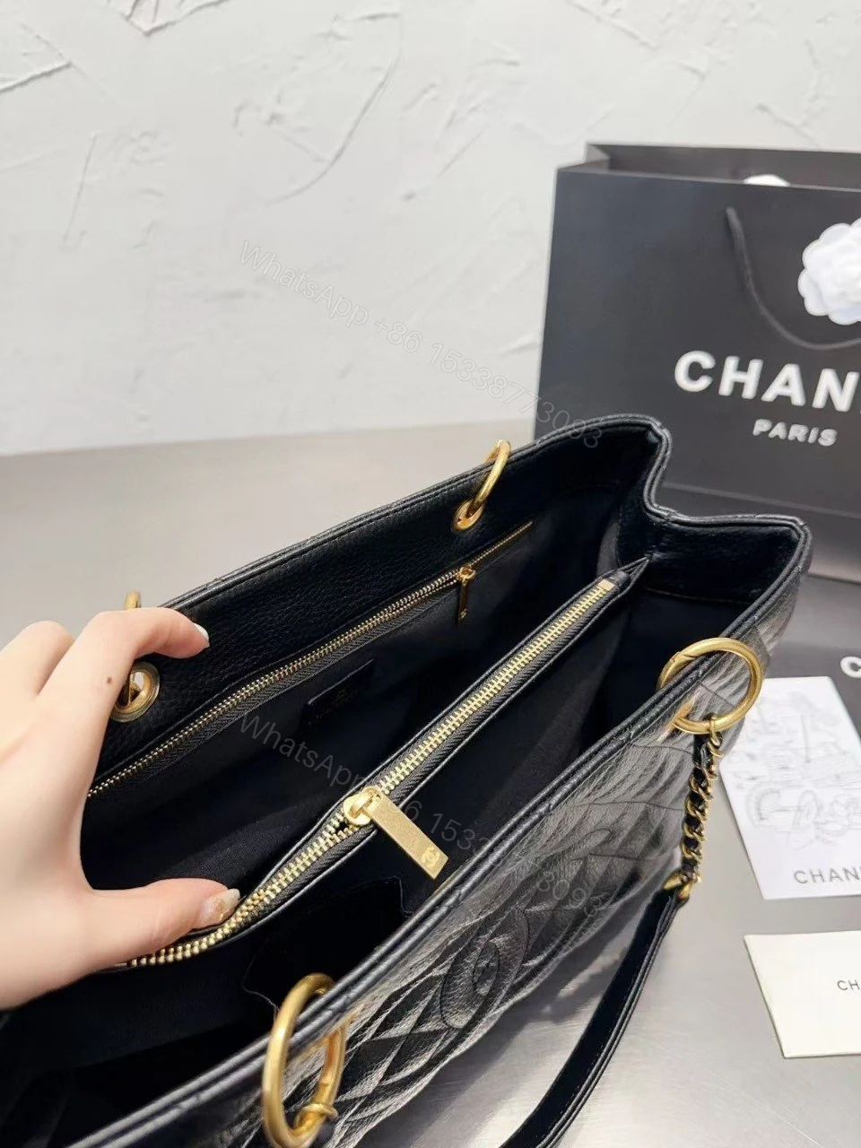 View 5 of Chanel Vintage CC Chain ToteLarge Black New 2
