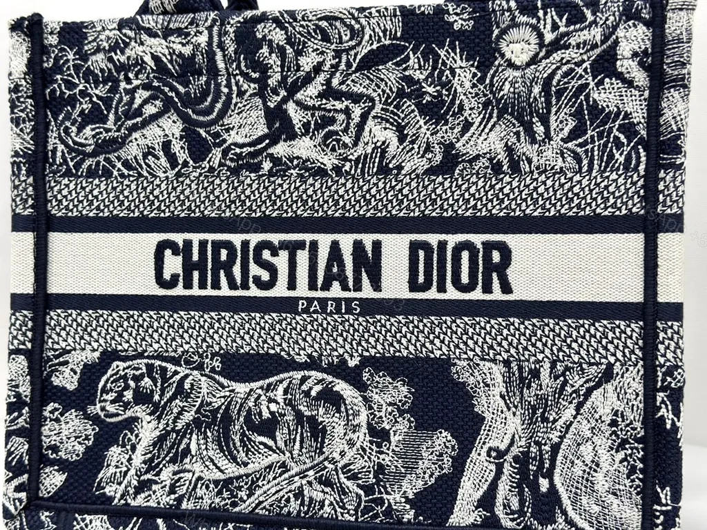 View 5 of Structured Patterned Tote â€“ Dior-Inspired Graphic, Everyday Luxury Tote
