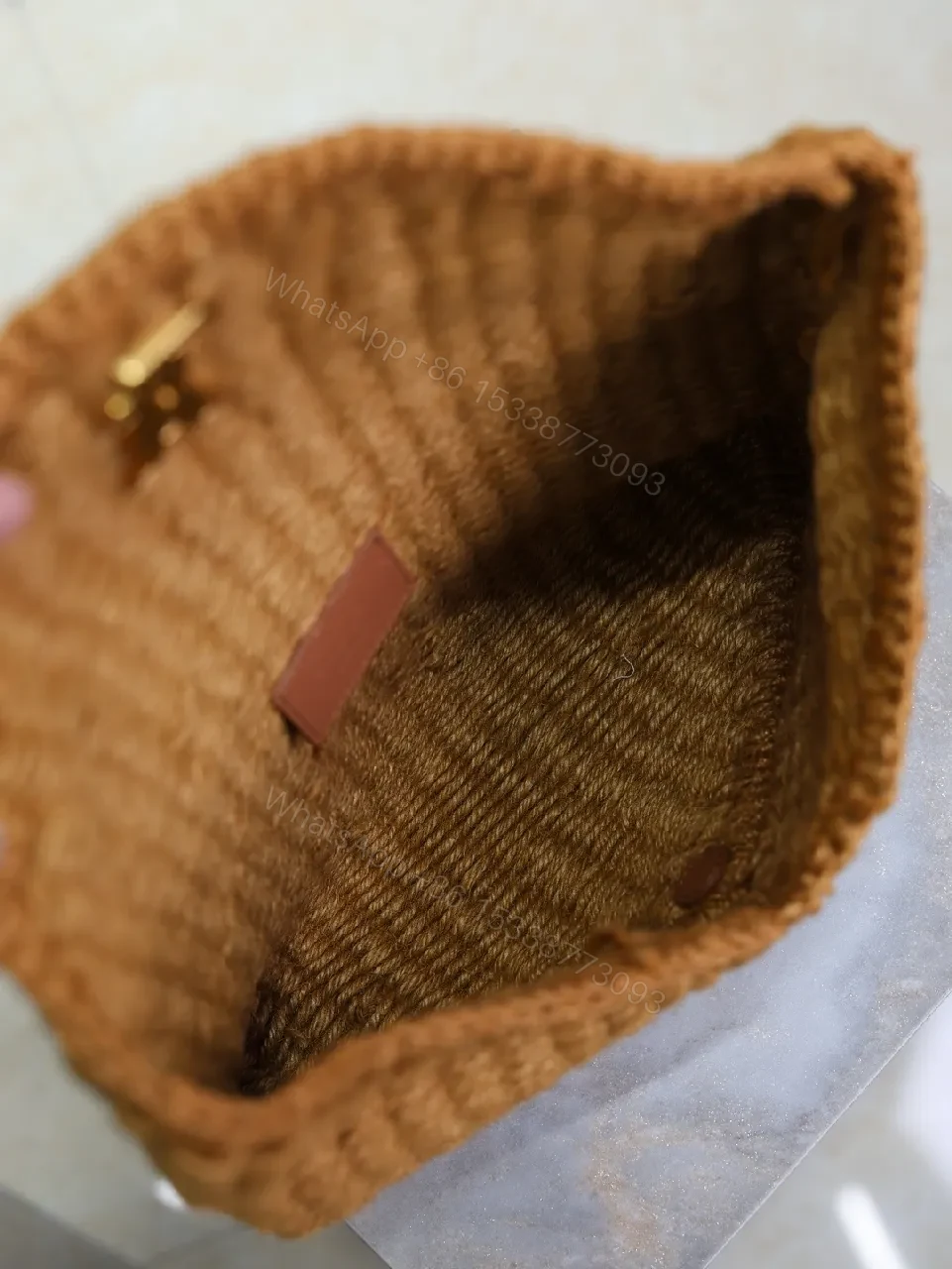 View 5 of Natural Straw Textured Clutch with Luxe Metal Clasp