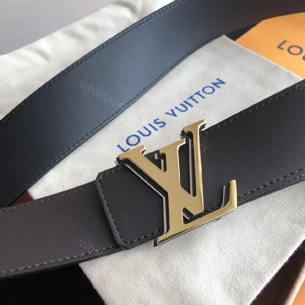View 5 of Refined Black Leather Belt with Gold Buckle, Medium Width