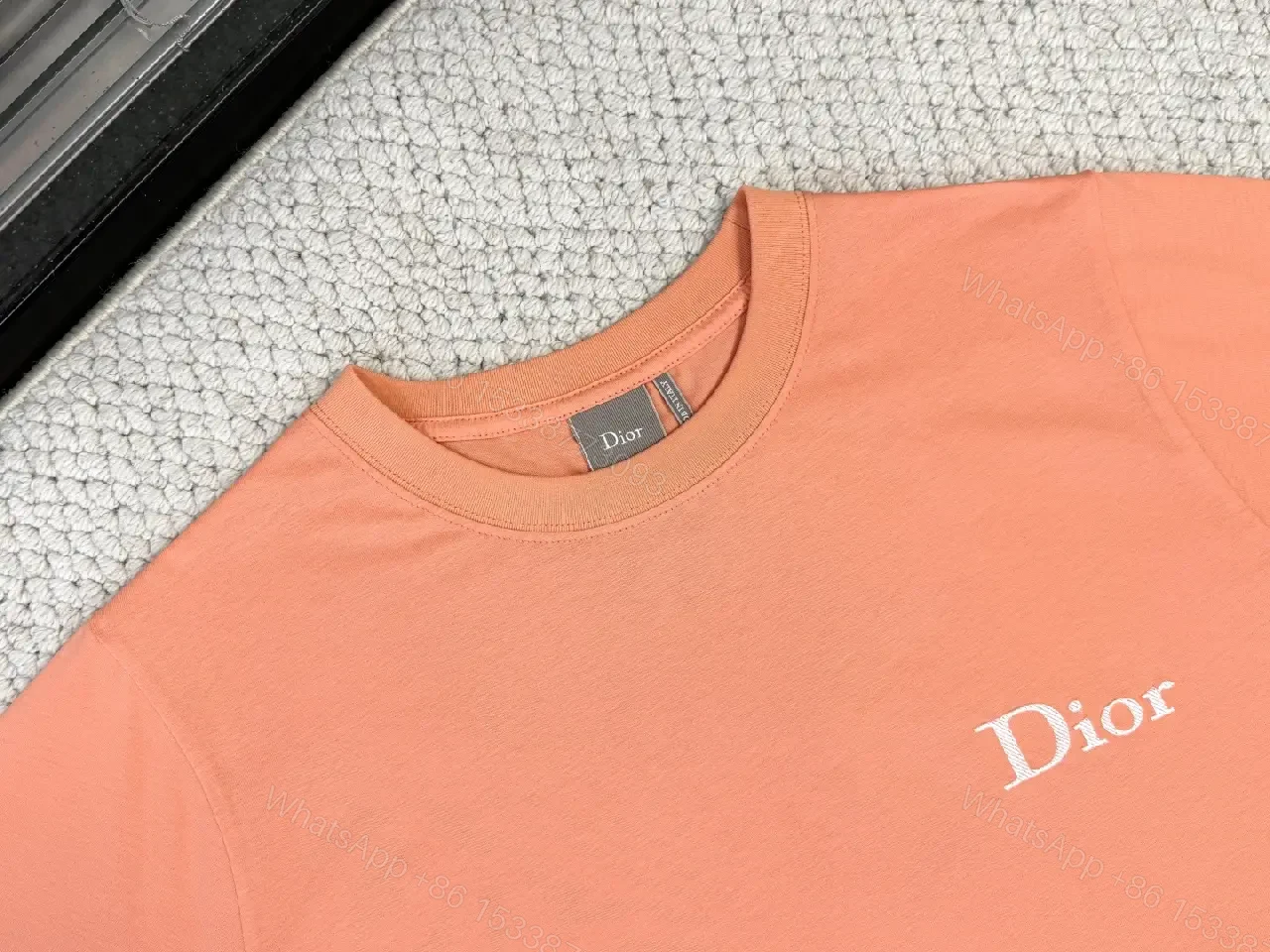 View 5 of Coral Cotton T‐Shirt with Subtle Logo – Everyday Luxury Comfort