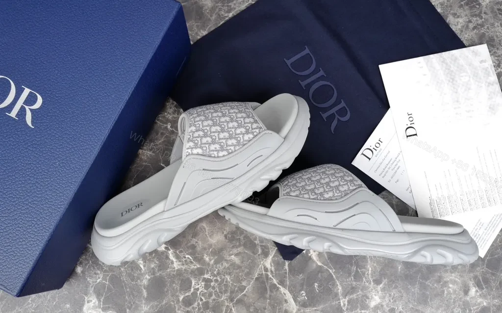 View 6 of Monogram Texture Slides: Dior-Inspired Luxe Comfort
