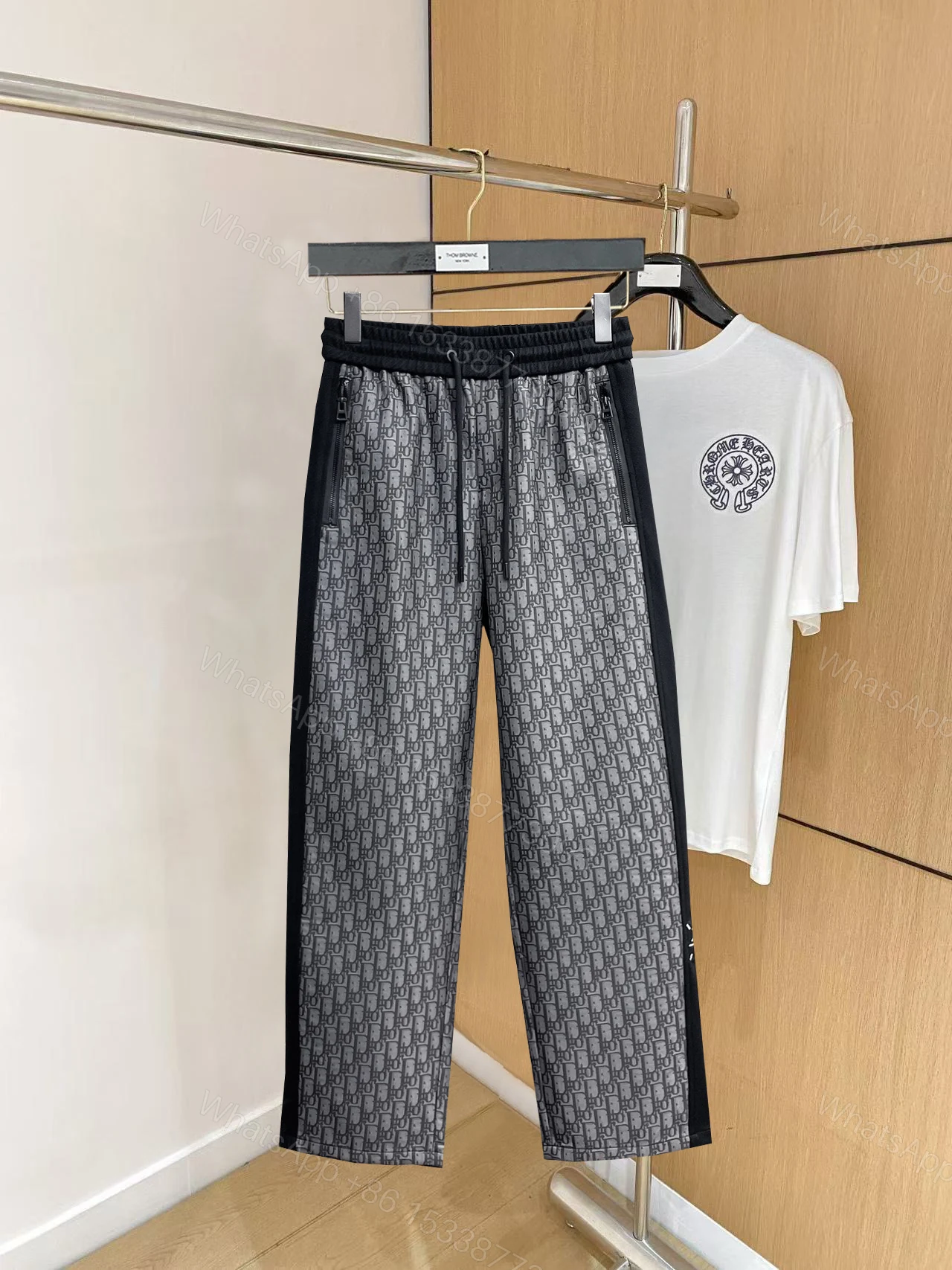 高仿 Dior Oblique滿版提花休閒長褲寬鬆直筒運動褲 — view 1