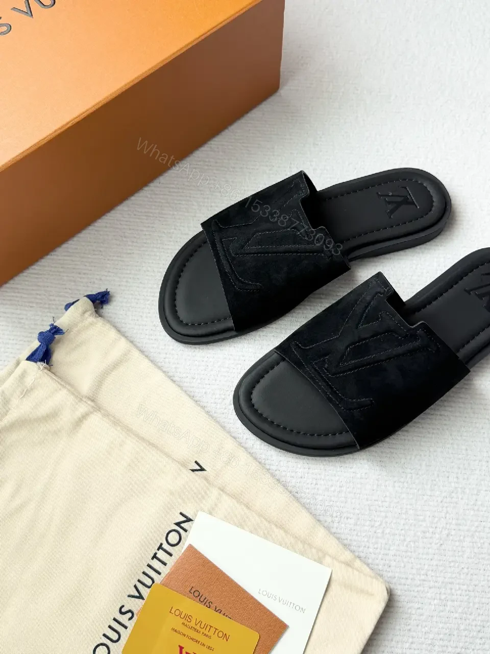 View 5 of Black Suede Slide | Luxe Casual, Contoured Comfort, Signature Detailing