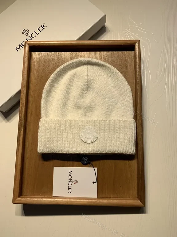 Moncler White Cashmere-Blend Knit Beanie, Luxury Style — view 1