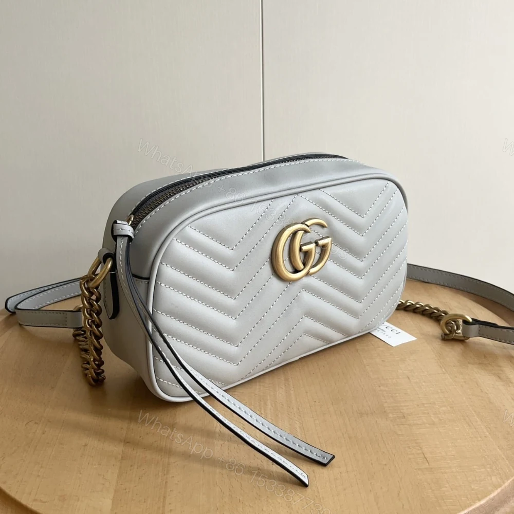 View 3 of Gucci GG Marmont Small Camera Bag Light Grey 24Cm