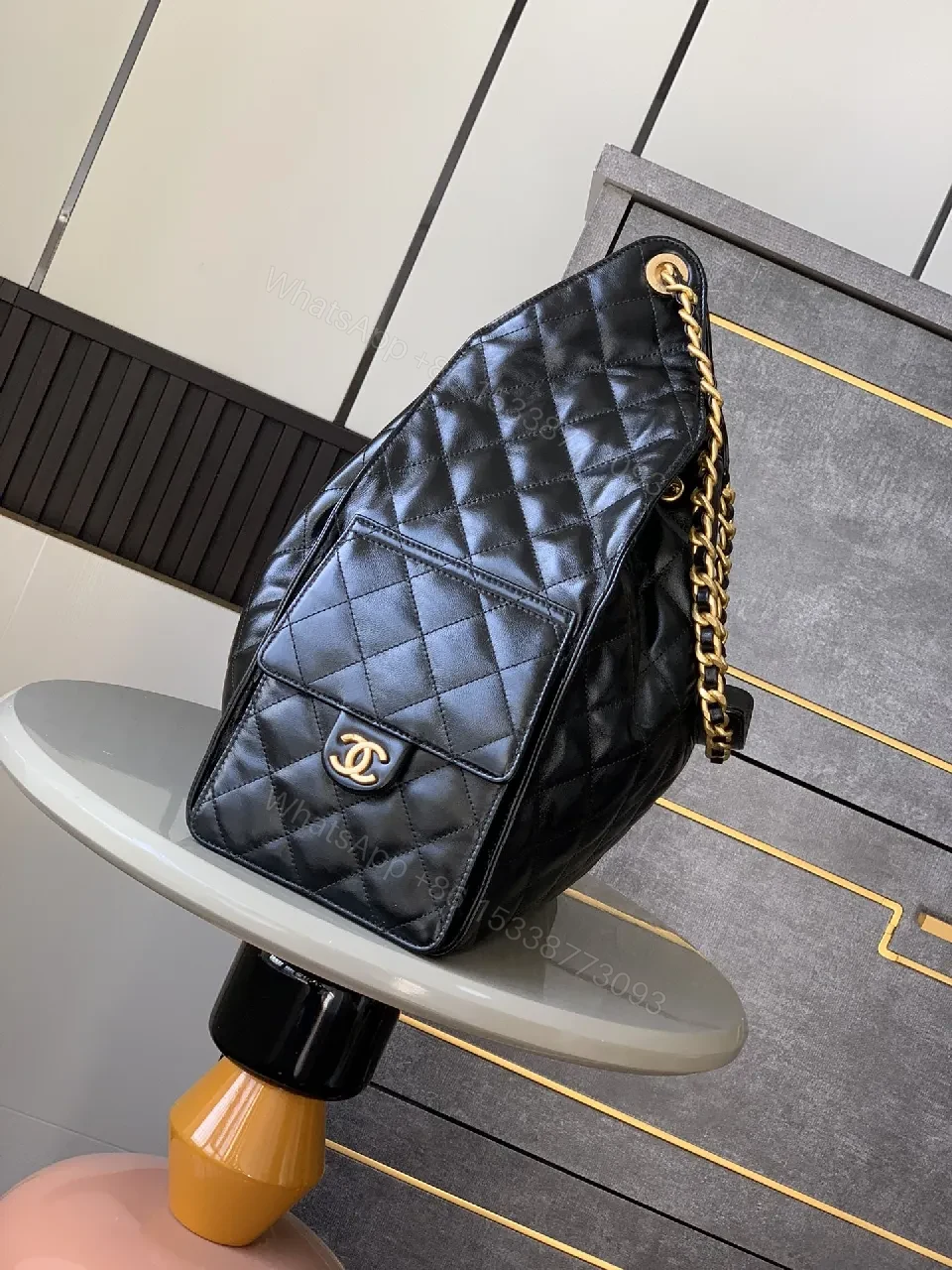 View 7 of Quilted Leather Tote: Gold Hardware, All-Day Glamour