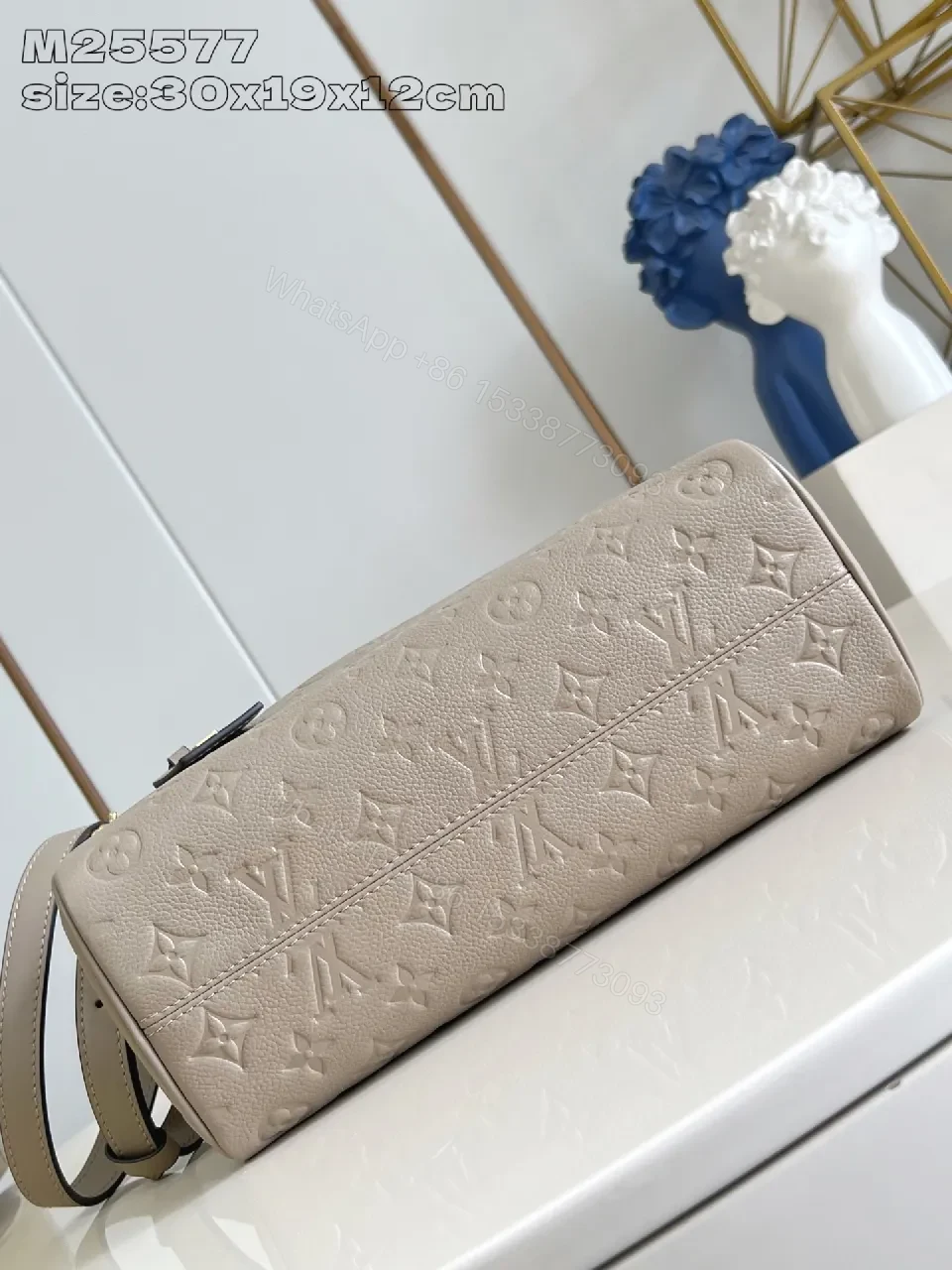 View 2 of Taupe Monogram Satchel: Structured, Comfortable, Luxe Tote