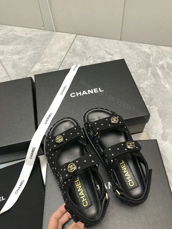 View 2 of Chanel-Inspired Sandals: Luxe, All-Day Comfort, Black