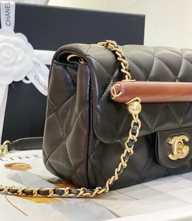 View 8 of Chanel-Inspired Quilted Black Leather Shoulder Bag: Timeless Luxury