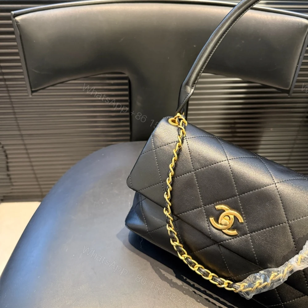 View 4 of Chanel Large Flap Bag Gold Tone Hardware Black 25Cm