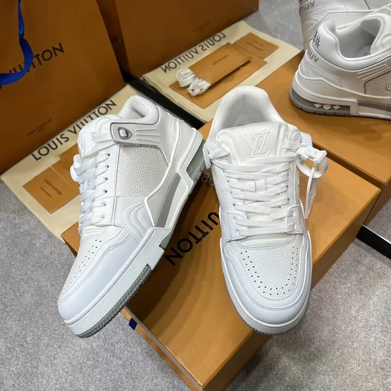 View 7 of Minimalist White Luxury Training Sneaker with LV Craft