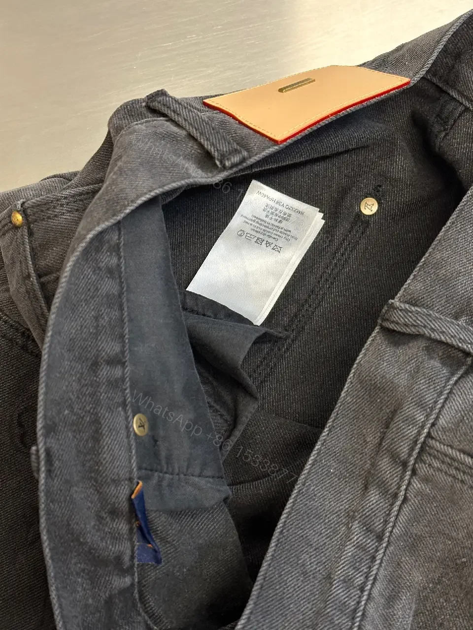 View 7 of Dark-Wave Denim Pant: Premium Monogram Texture, Modern Fit