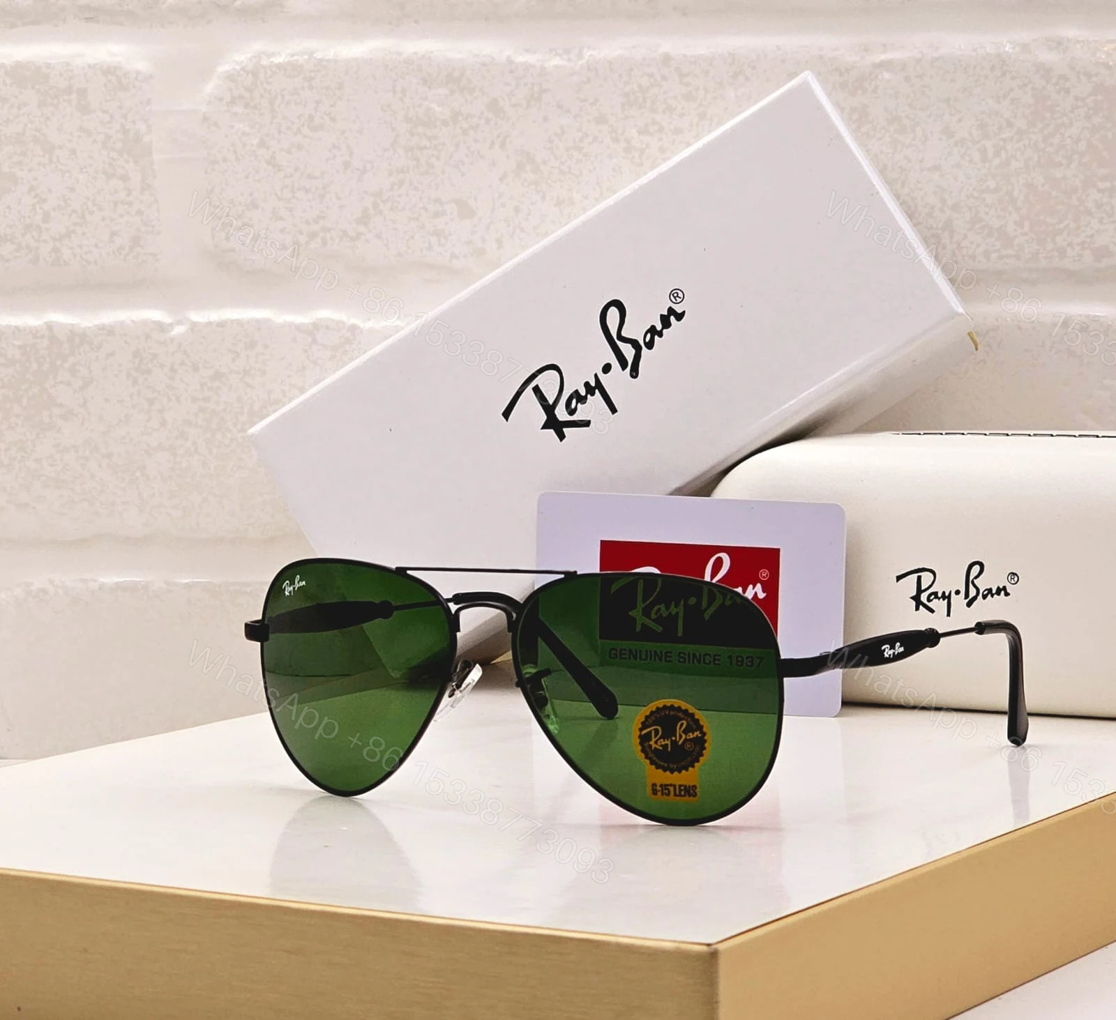 View 17 of Ray-Ban Aviator Black-Green Metal Frame