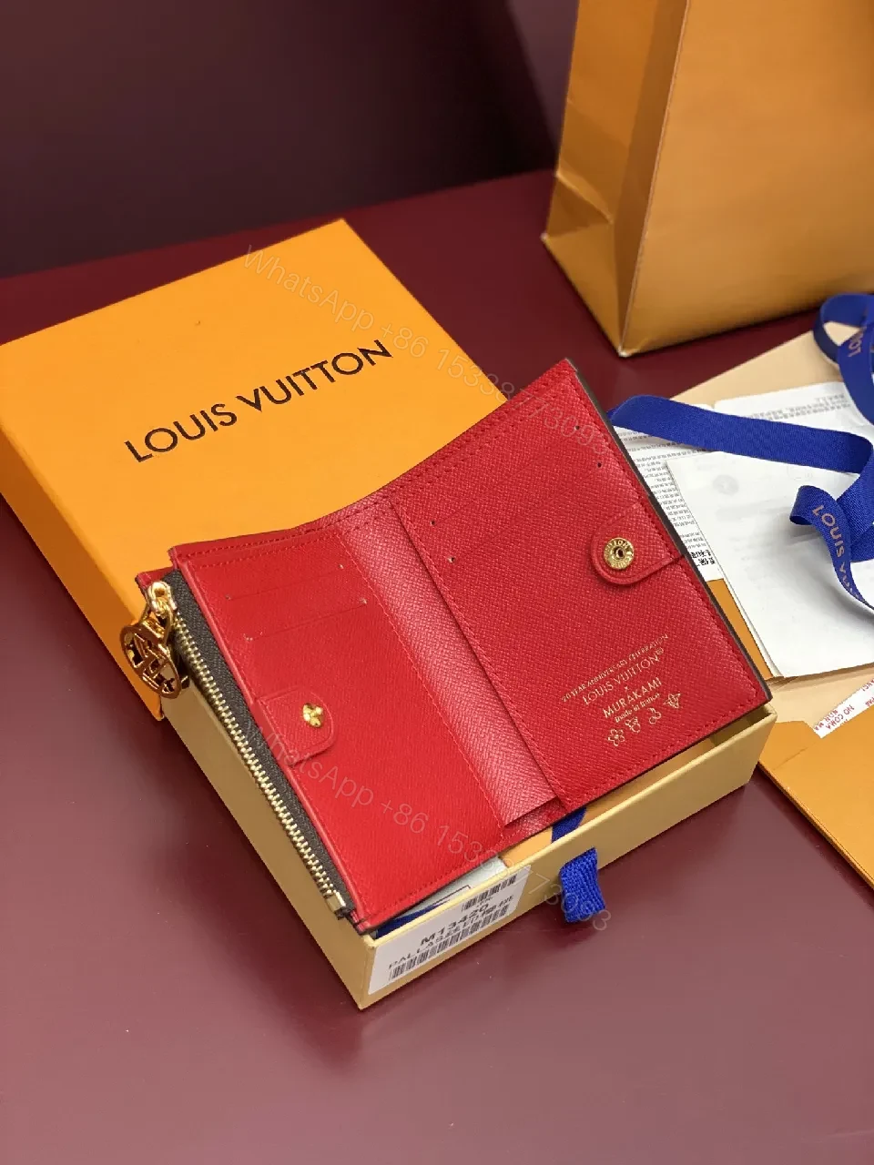 View 9 of Compact Cherry LV Monogram Wallet: Luxe, Modern, Durable