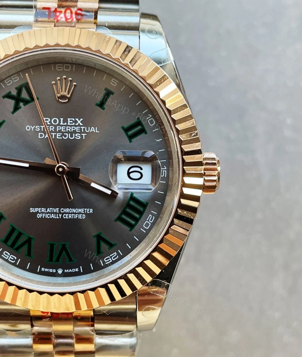 View 5 of GMF GM Factory 1:1 Rolex DateJust Men 41mm “wimbledon” RG and SS V2 Grey textured Dial Roman Markers