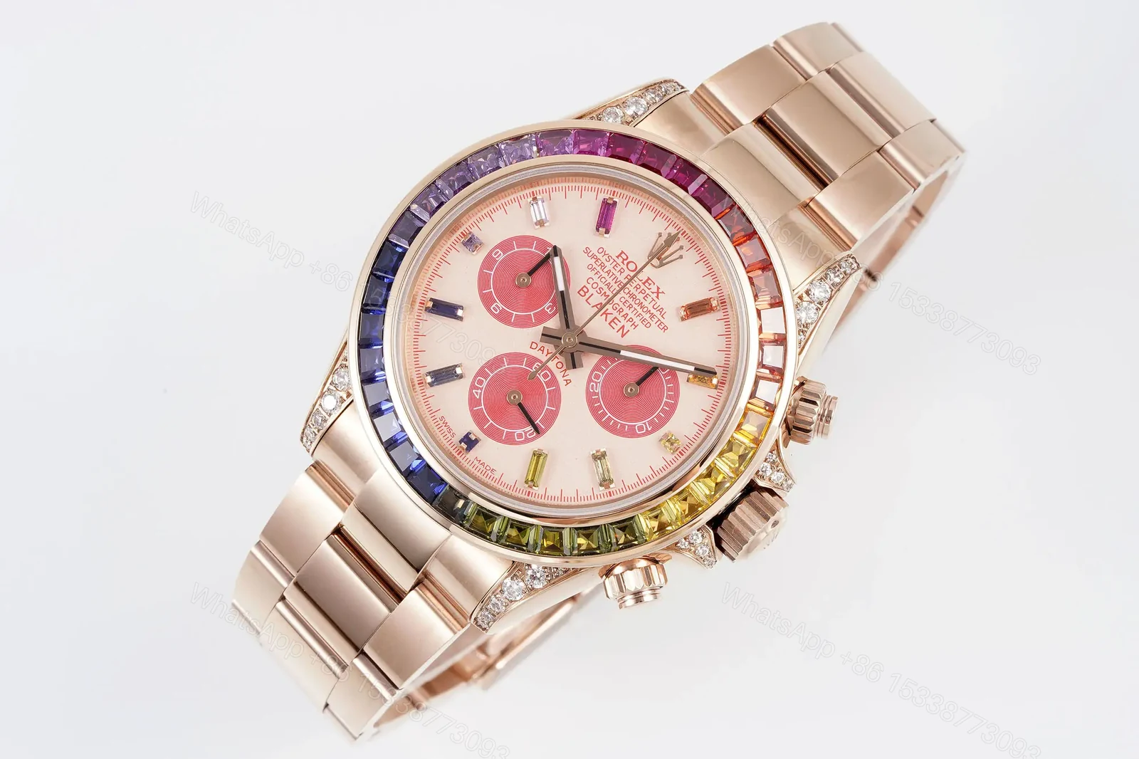 Best Rolex Daytona Rainbow Rose Gold replica 40MM Oyster Bracelet Edition RG-DAYTONA-RAINBOW-ROSEGOLD-OYSTER-40 — view 1