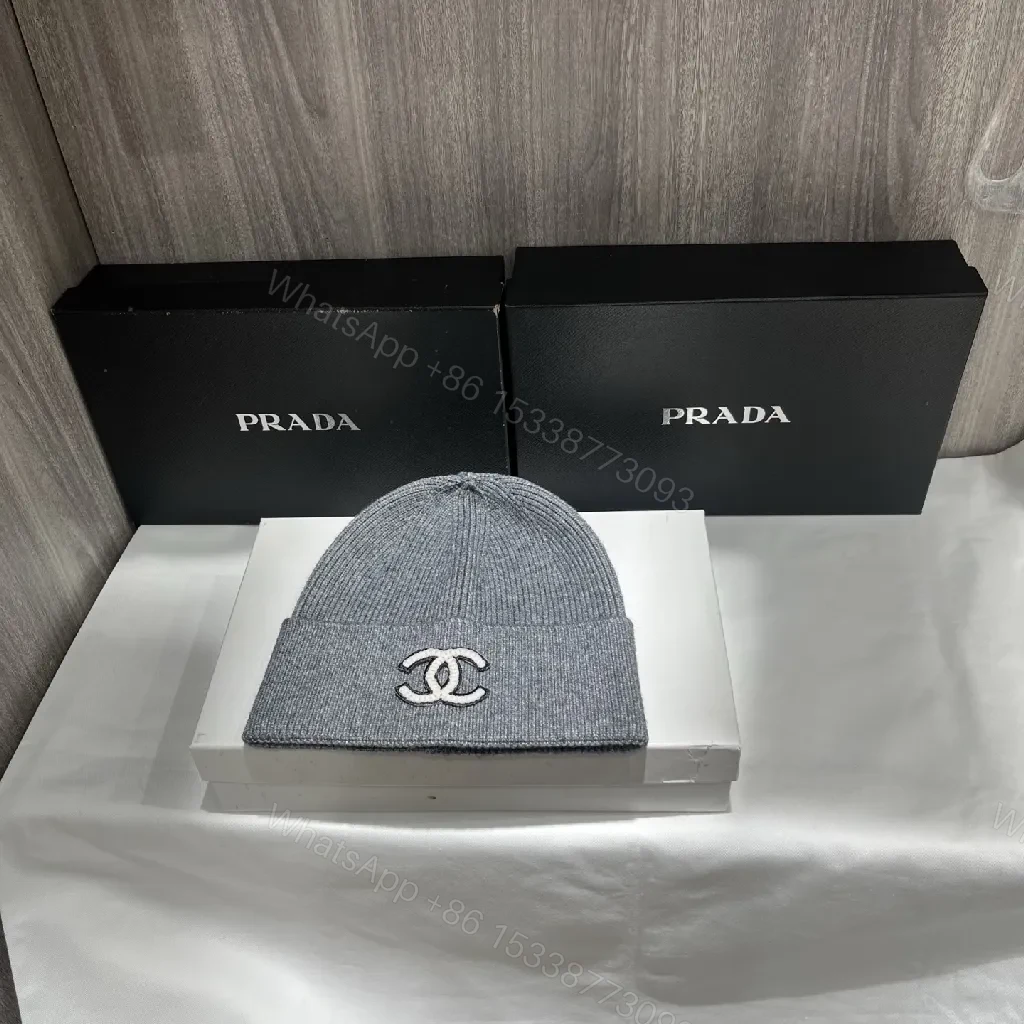 View 2 of Lux Knit Beanie with Logo Emblem - Premium Winter Hat