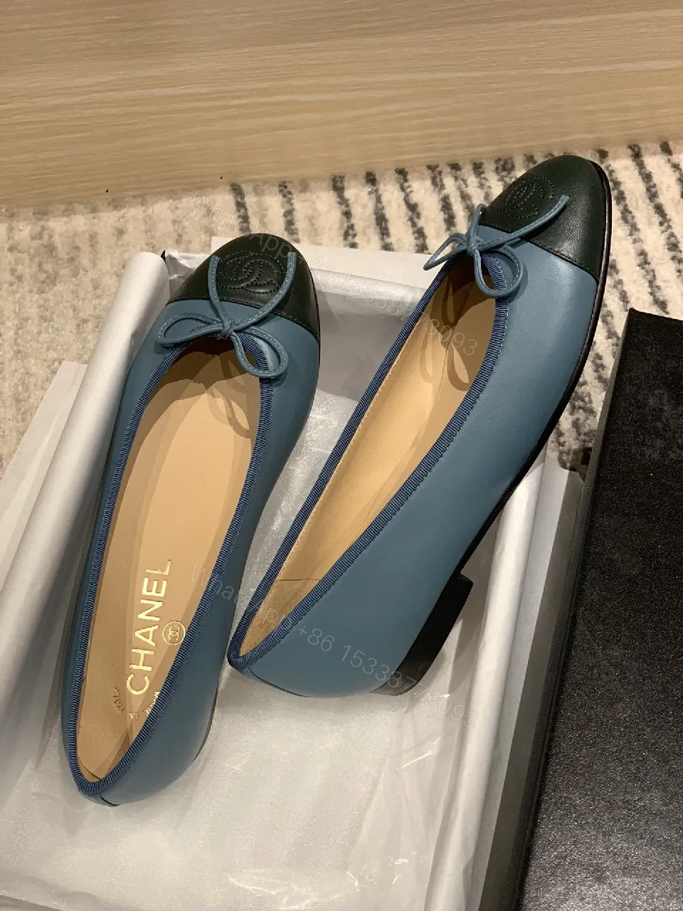 View 4 of Teal & Black Ballet Flats: Subtle Luxury, All-Day Comfort