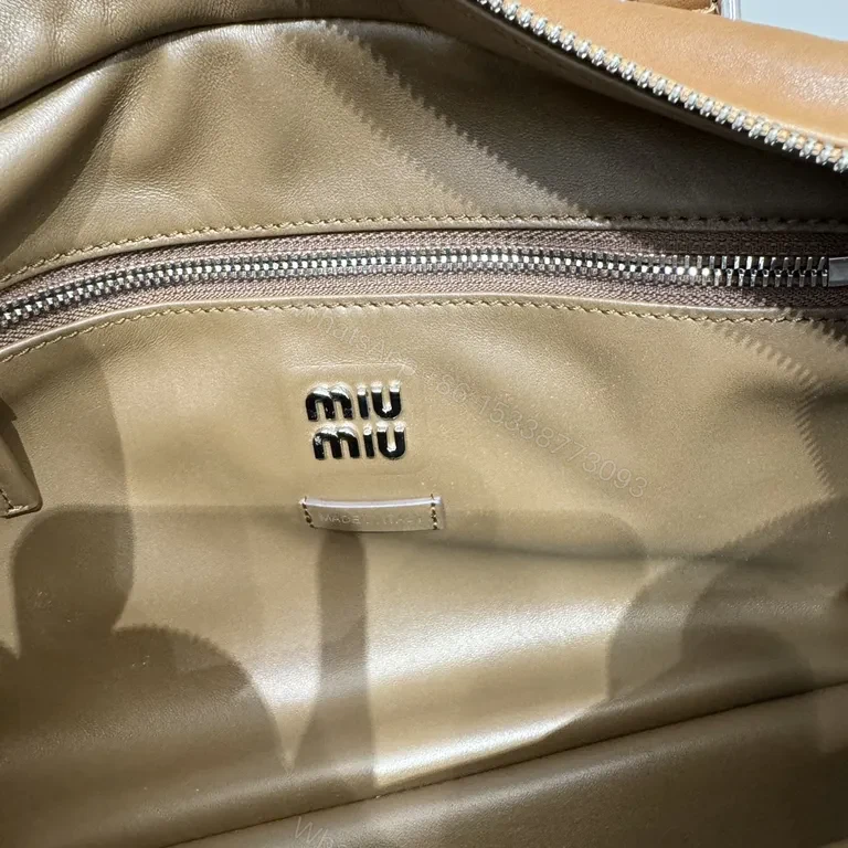 View 9 of Structured Leather Satchel: Miu MiuDetailing, Everyday Luxury