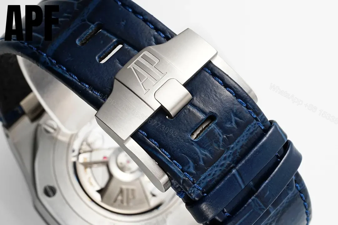View 6 of BBR Factory Audemars Piguet Royal Oak Offshore 26470 Series 42mm Blue Dial Stainless Steel Watch with Blue Leather Strap