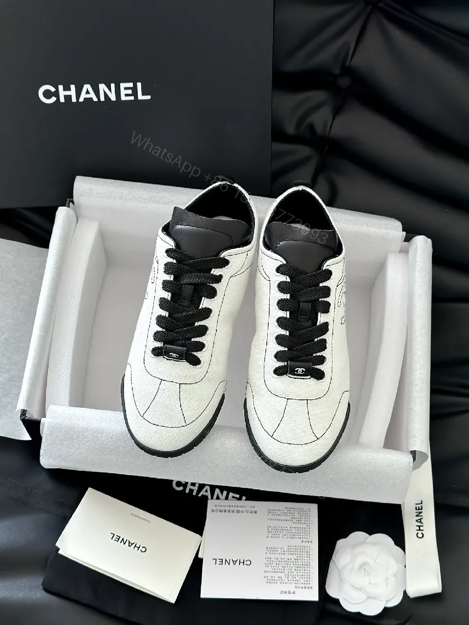 View 3 of Black Leather-Trim Modern Luxe Sneakers with Comfort Fit