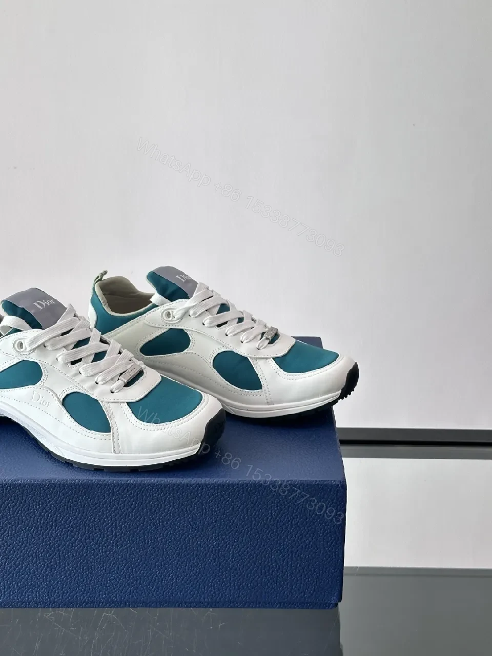 View 3 of White & Teal Luxe High-Tops: Modern Sport-Chic Comfort