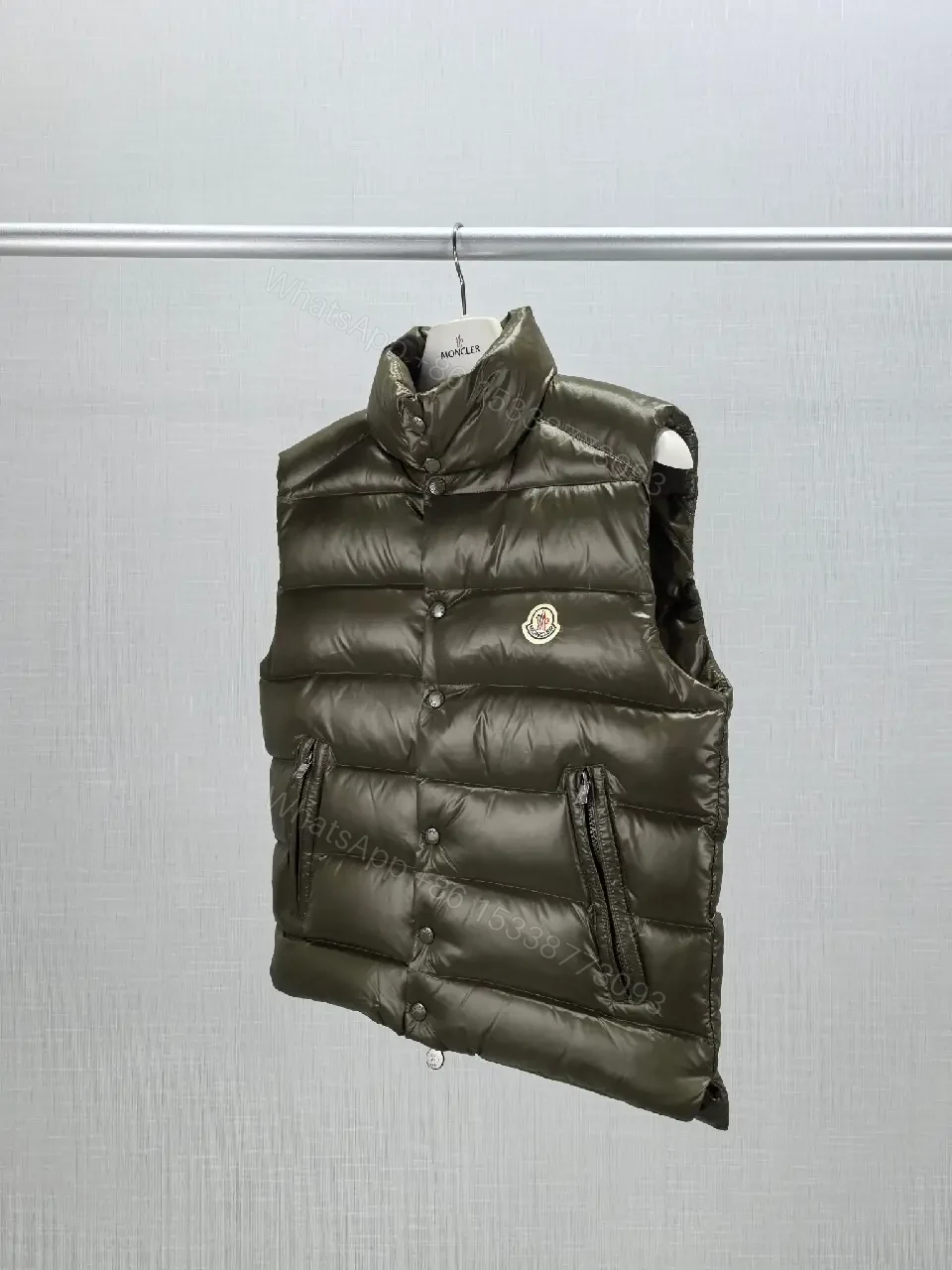 View 2 of Olive Puffer Vest, Signature Quilting, Lightweight Warmth, Urban Utility