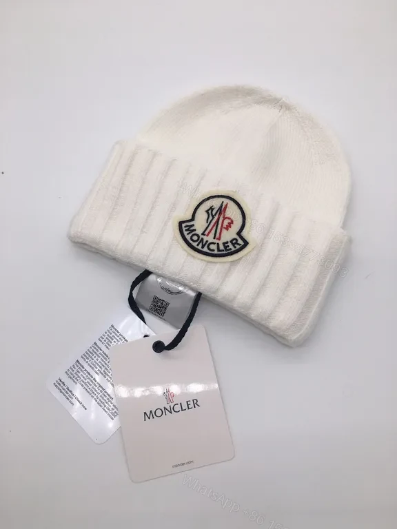 View 7 of Rich Burgundy Moncler Knit Beanie â€” Lux Warmth, Subtle Logo