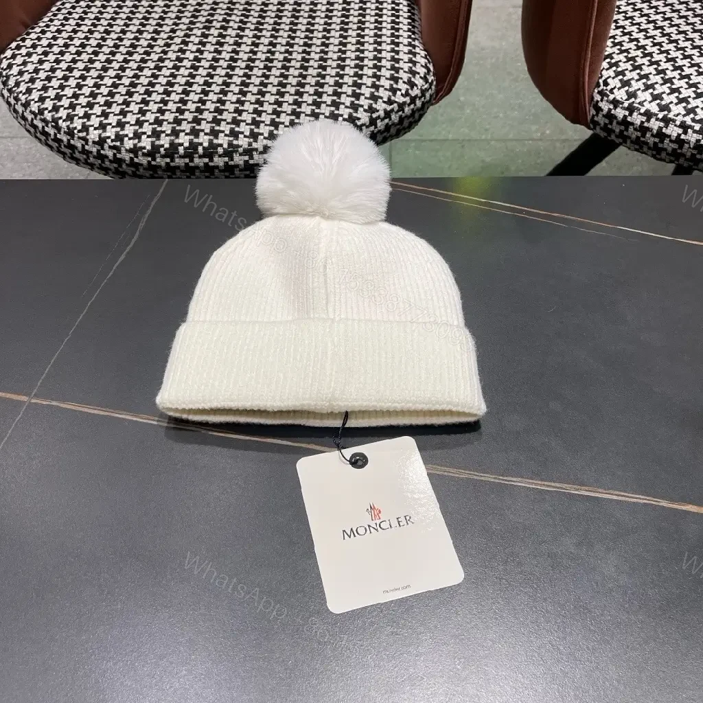 View 7 of White Knit Beanie with Pom Pom — Lux Warmth, Cozy Style