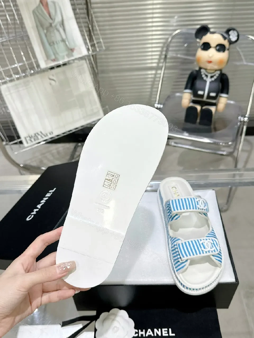 View 7 of Blue Striped Sandals: Casual Luxe Comfort