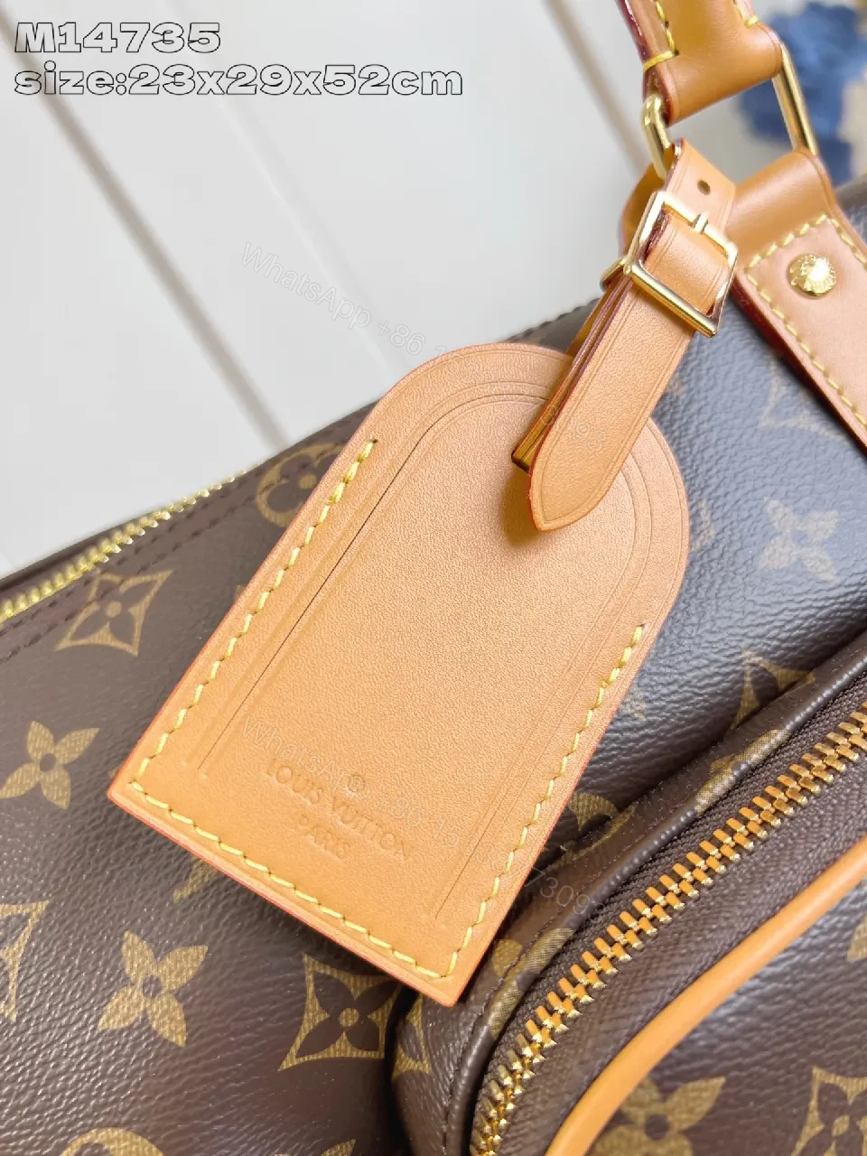 View 3 of Monogram Leather Carryall: Luxe Travel Tote with Structured Durability