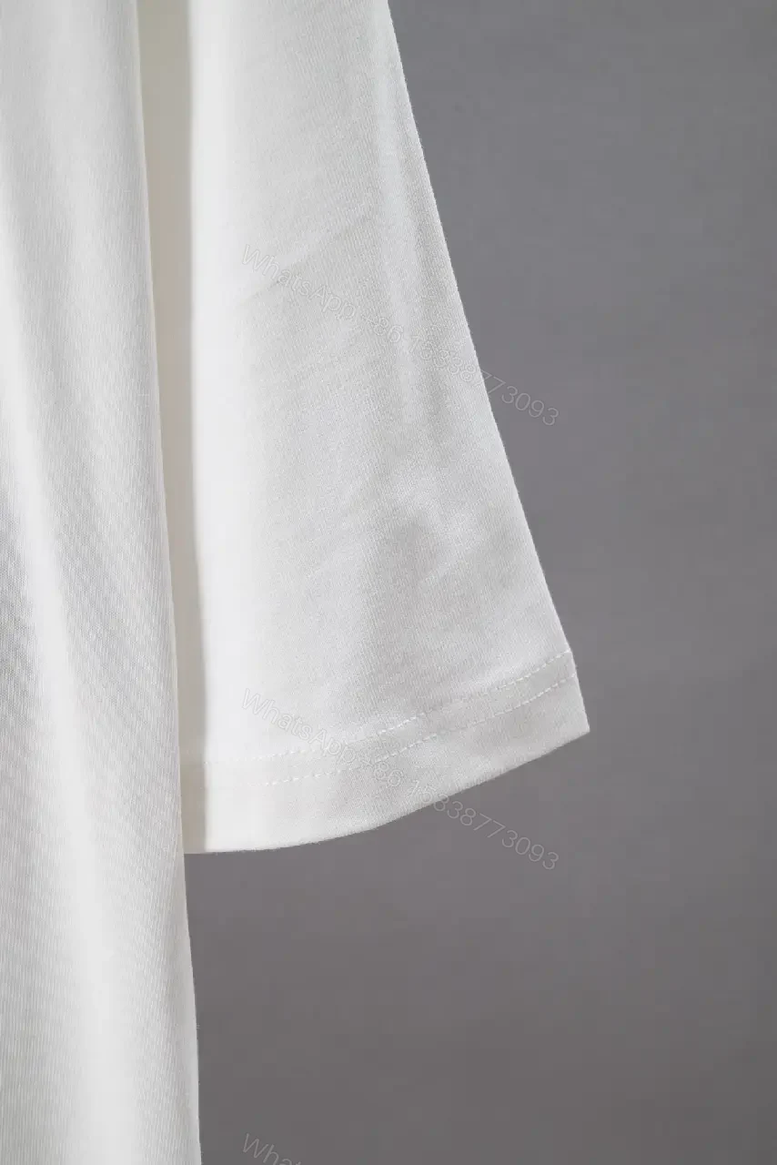 View 4 of White Cotton Relaxed-Fit T-Shirt with Black LV Logo Embroidery Crew Neck Short Sleeve