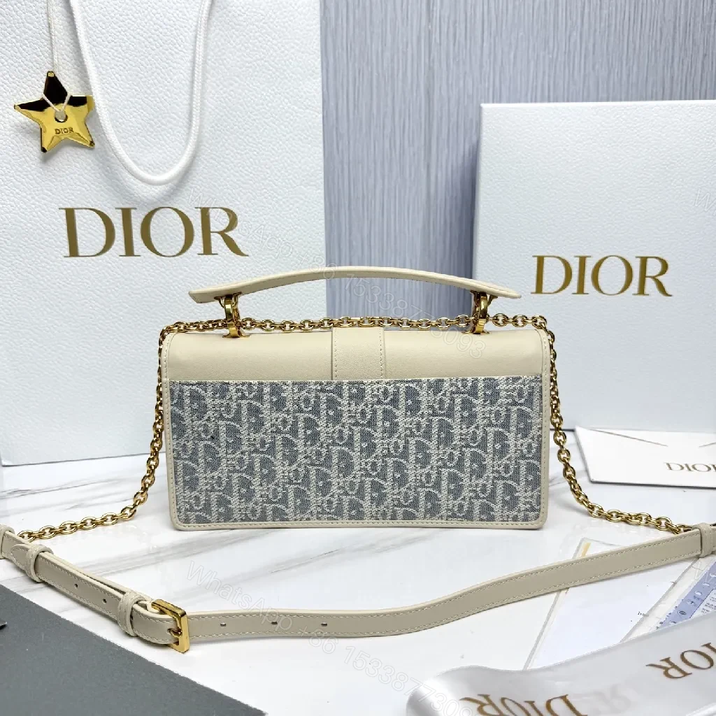 View 2 of Cream Leather Shoulder Bag: Monogram Chain Detail, Compact Everyday Luxury