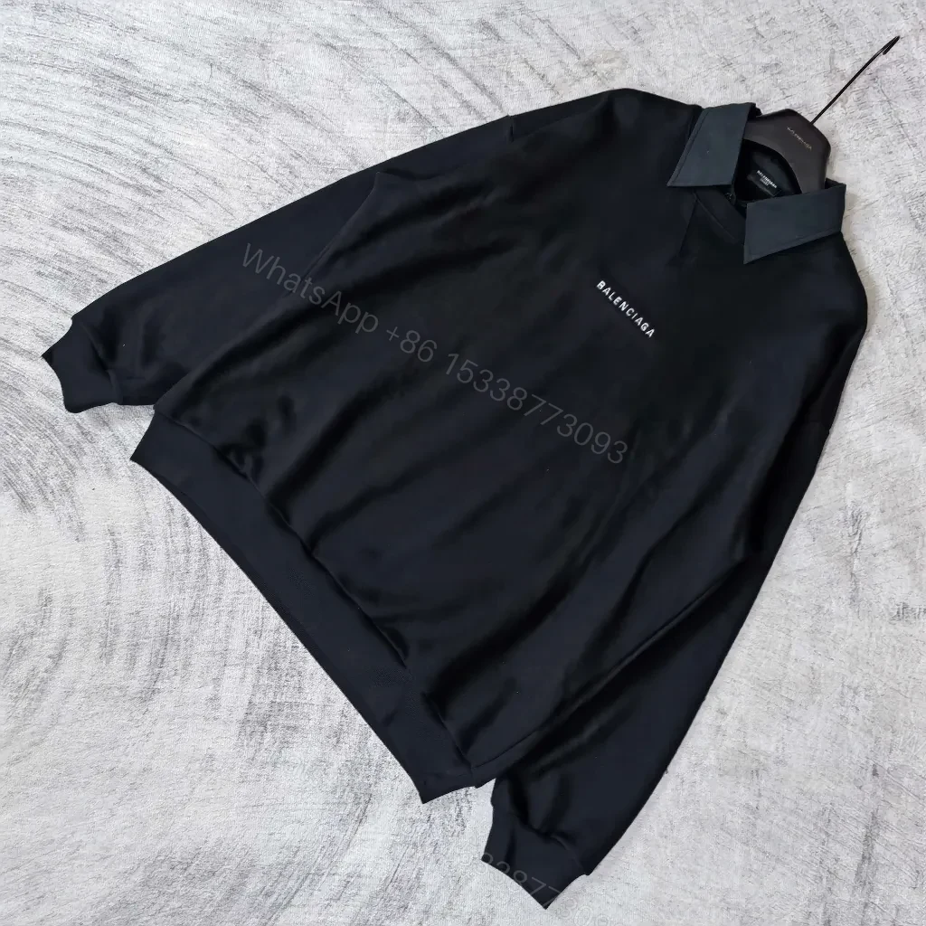 View 6 of Black + Cotton + Minimalist + Logo Back Detail + Crewneck Sweater