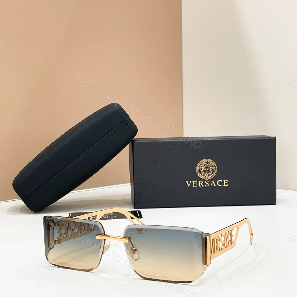 View 8 of Silver-tone Rectangular Shield Sunglasses with Versace Logo